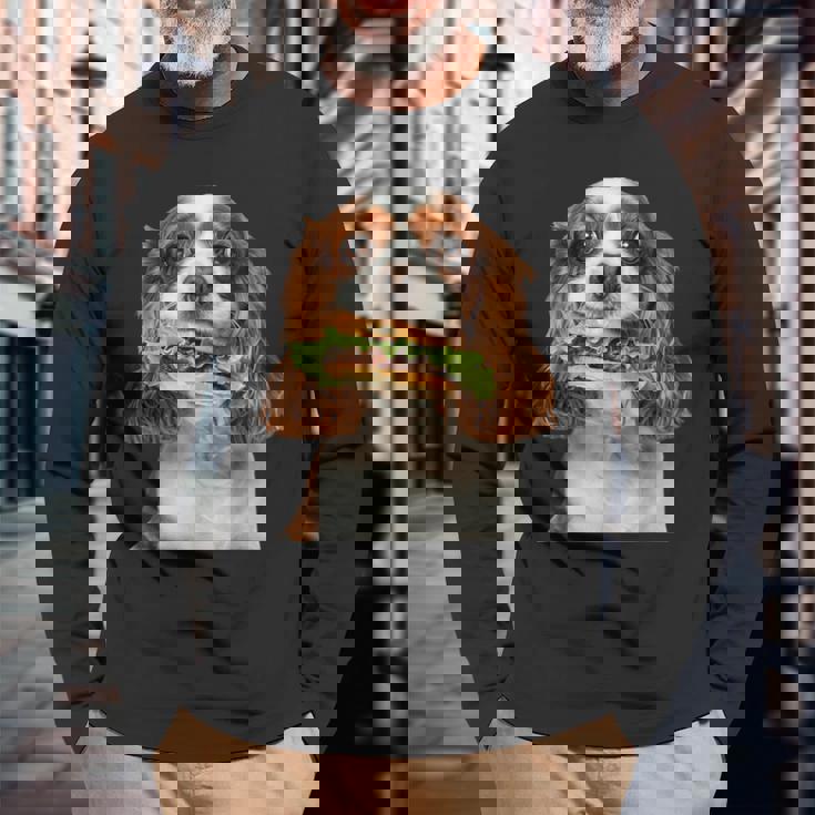 キャバリア・キング・チャールズ・スパニエル・バーガー 長袖Tシャツ 高齢者への贈り物