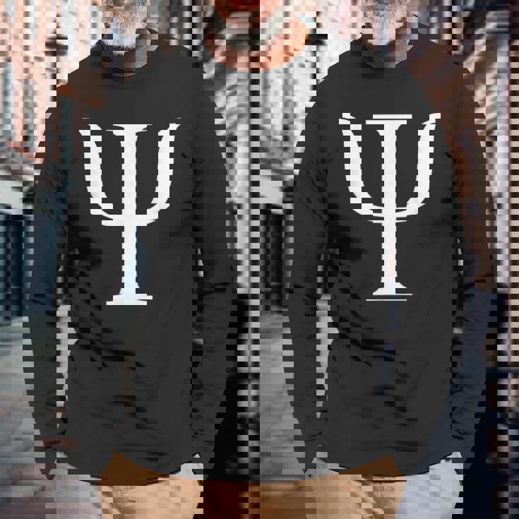 ギリシャ文字 Psi 長袖Tシャツ 高齢者への贈り物