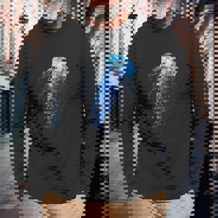 クラゲ 動物 動物園 アート クラゲ 長袖Tシャツ 高齢者への贈り物