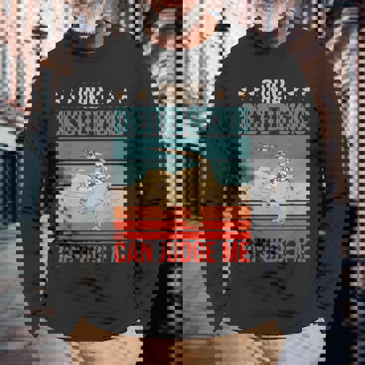 クレステッド・ゲッコーは私を判断できる 爬虫類 クレステッド・ゲッコー 長袖Tシャツ 高齢者への贈り物