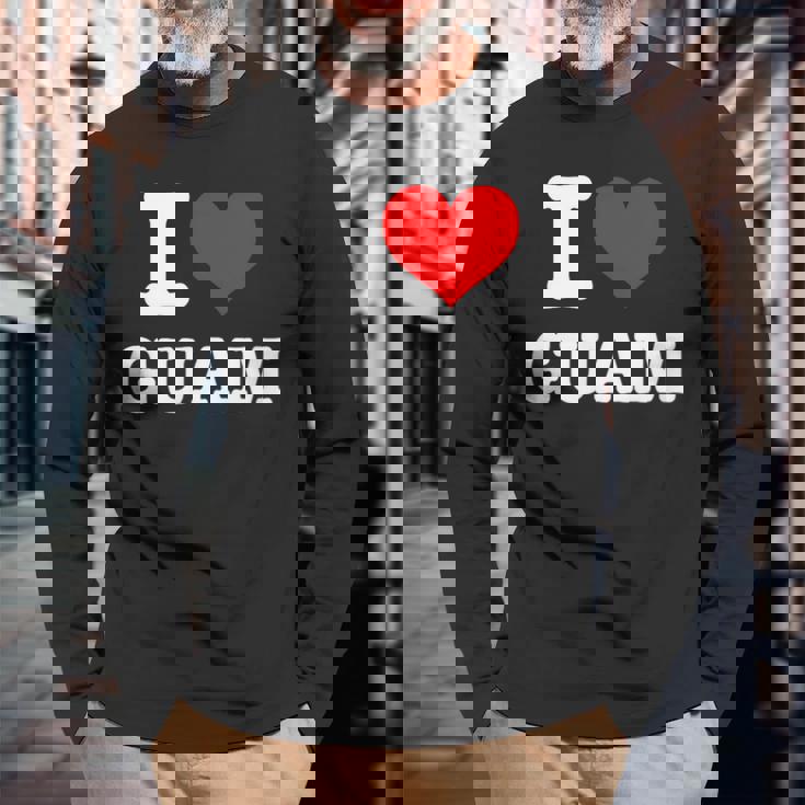 グアム I Love Guam 長袖Tシャツ 高齢者への贈り物