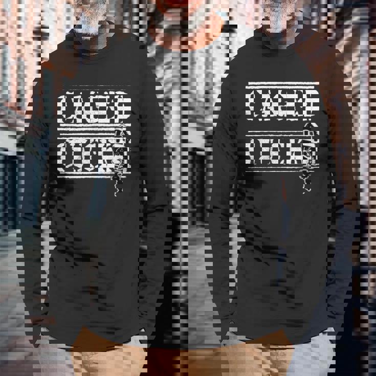 ケージドされた従順なコック、フェムドム カッコド 男性 貞操プレイ 長袖tシャツ 長袖Tシャツ 高齢者への贈り物