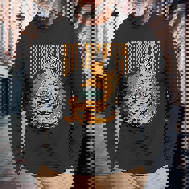 コオロギを手に入れましたか？フトアゴヒゲトカゲ 長袖Tシャツ 高齢者への贈り物