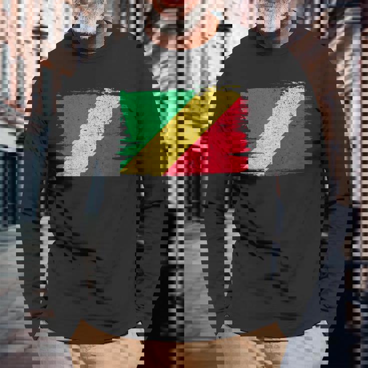 コンゴ民主共和国 旗 Democratic Republic Congo Flag Pride Proud 長袖Tシャツ 高齢者への贈り物