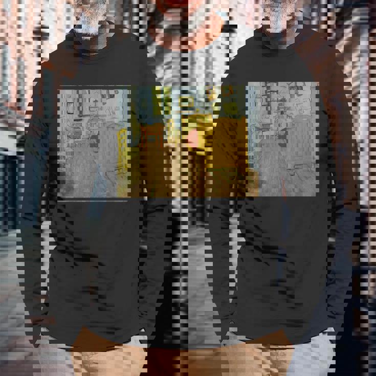 ゴッホ-アルルのベッドルーム 長袖Tシャツ 高齢者への贈り物