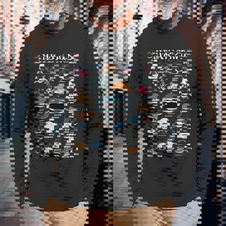 サメの種類 面白いサメの顔 サメの恋人 キッズ 先生 長袖tシャツ 長袖Tシャツ 高齢者への贈り物