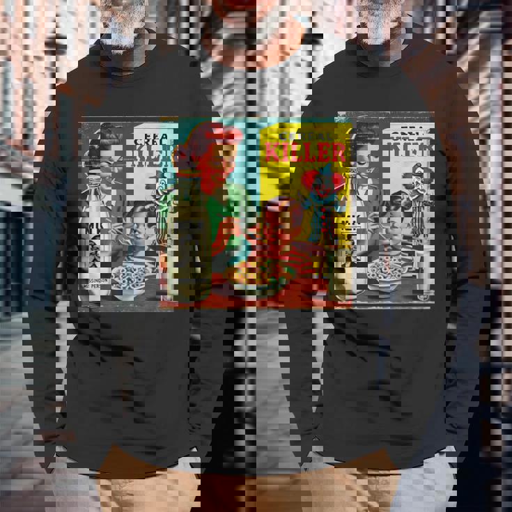 シリアルシリアルキラー音声しゃれミッドセンチュリー広告ユーモア 長袖Tシャツ 高齢者への贈り物