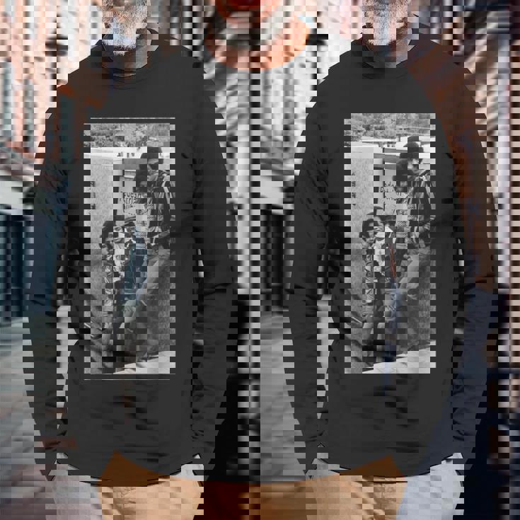 ジャクソン5ポップグループ マイケル・ジャクソン ロンドン 1977 長袖Tシャツ 高齢者への贈り物