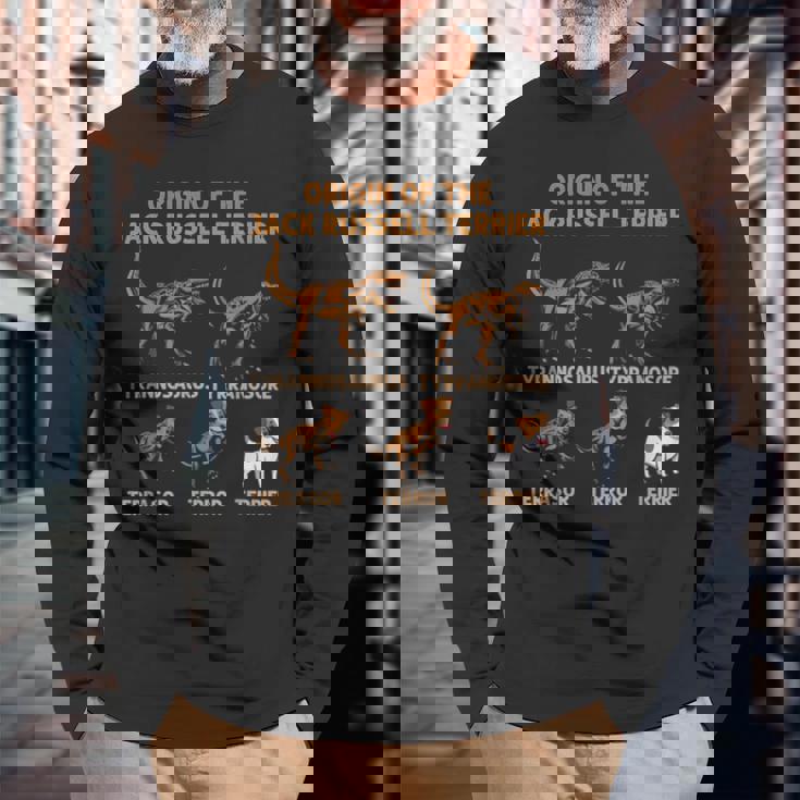 ジャック・ラッセル・テリア進化史犬の起源 長袖Tシャツ 高齢者への贈り物