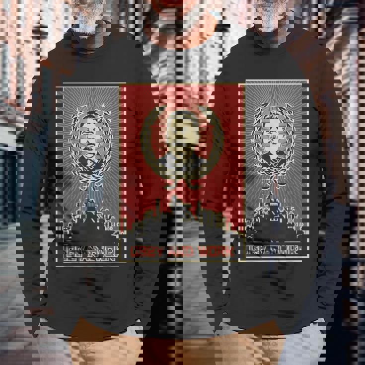 スターリンsovi8ヴィンテージプロパガンダに従い、働きます。 長袖Tシャツ 高齢者への贈り物