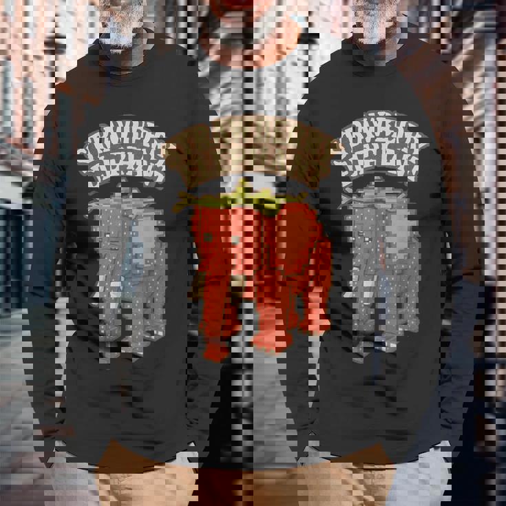 ストロベリーエレファント 面白い イタリアンブレインロットスラング ゲームミーム 長袖Tシャツ 高齢者への贈り物