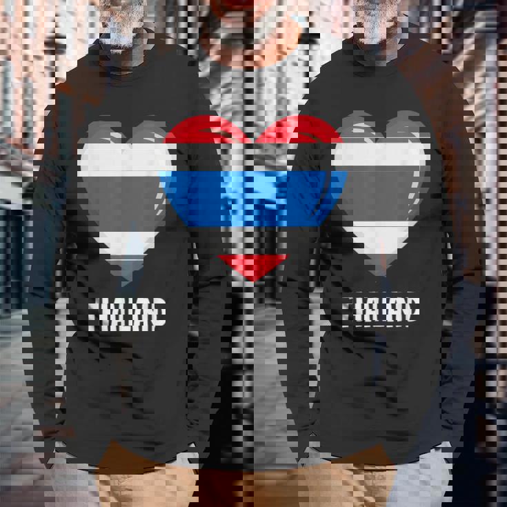 タイ国旗シャツ 長袖Tシャツ 高齢者への贈り物