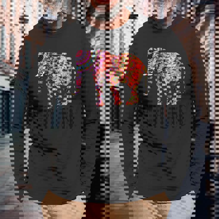 タイ象のお土産シャツ 長袖Tシャツ 高齢者への贈り物