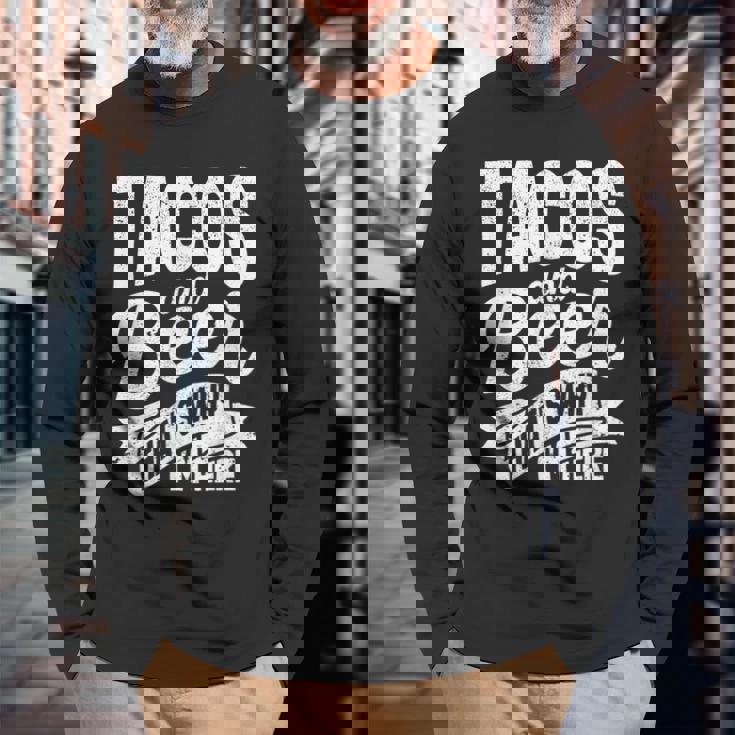 タコス ビール なぜここにいるのか パブ シンコ・デ・マヨ メキシコを飲む 長袖Tシャツ 高齢者への贈り物