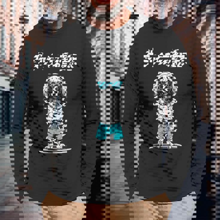 ダックス憤怒 ダックスフンド グッズ 犬 おもしろ 面白い ダジャレ 親父ギャグ 長袖tシャツ 長袖Tシャツ 高齢者への贈り物