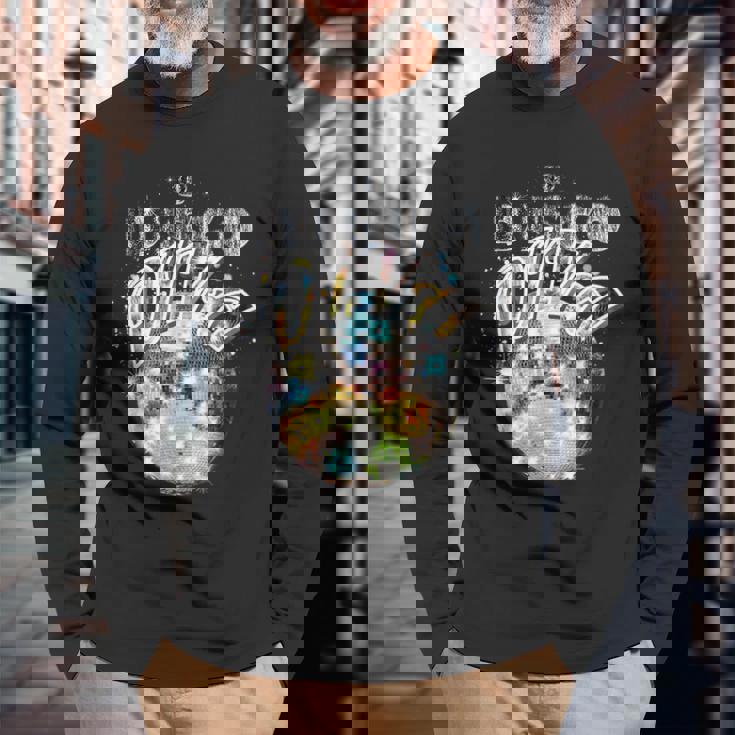 ディスコボール ディスコ ディーバ クイーン 70年代 レトロ ヴィンテージ ダンス 長袖Tシャツ 高齢者への贈り物