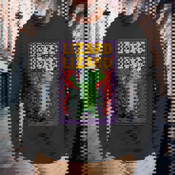 トカゲトカゲミームコミックポスター 長袖Tシャツ 高齢者への贈り物