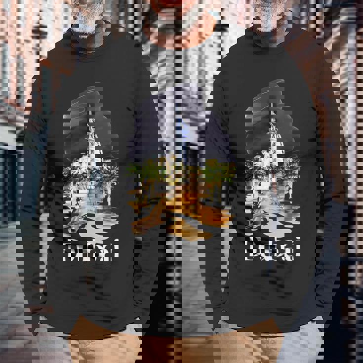 ドバイ Uae お土産絵画 ドバイの街 シャツ 長袖tシャツ 長袖Tシャツ 高齢者への贈り物