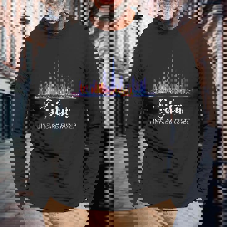 ドバイ お土産 スカイライン Uae アラブ首長国連邦 リマインダー 長袖Tシャツ 高齢者への贈り物