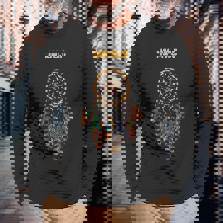 ナバホ族ネイティブアメリカン インディアン レトロ ドリームキャッチャー 長袖Tシャツ 高齢者への贈り物