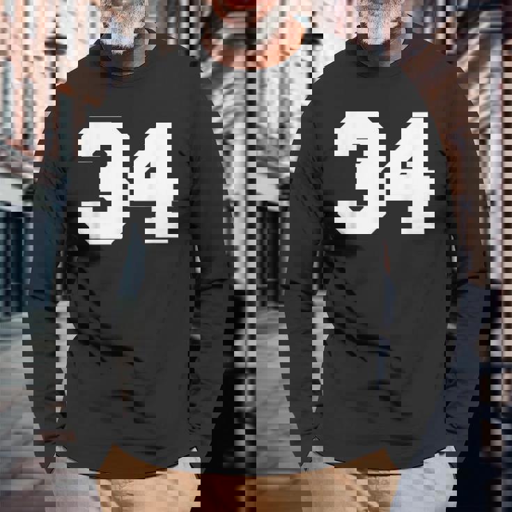 ナンバー34 スポーツジャージプレーヤー 34 ファン フロントプリント ヴァーシティ 長袖Tシャツ 高齢者への贈り物