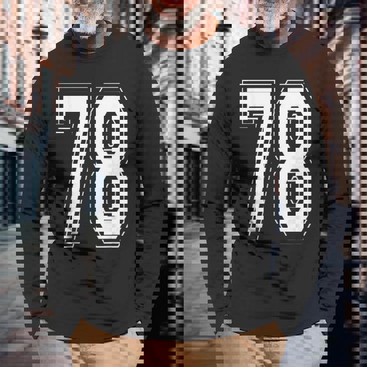 ナンバー78 バーシティスタイル ボールド スポーツ 誕生日 ジャージ 長袖Tシャツ 高齢者への贈り物