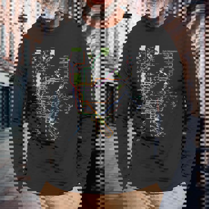 ニューヨーク市メトロマップアート I Heart Ny お土産ギフト 長袖tシャツ 長袖Tシャツ 高齢者への贈り物