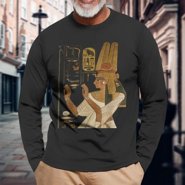 ネフェルタリ女王 古いエジプトファラオ家族 誕生日 クリスマスギフト 長袖Tシャツ 高齢者への贈り物