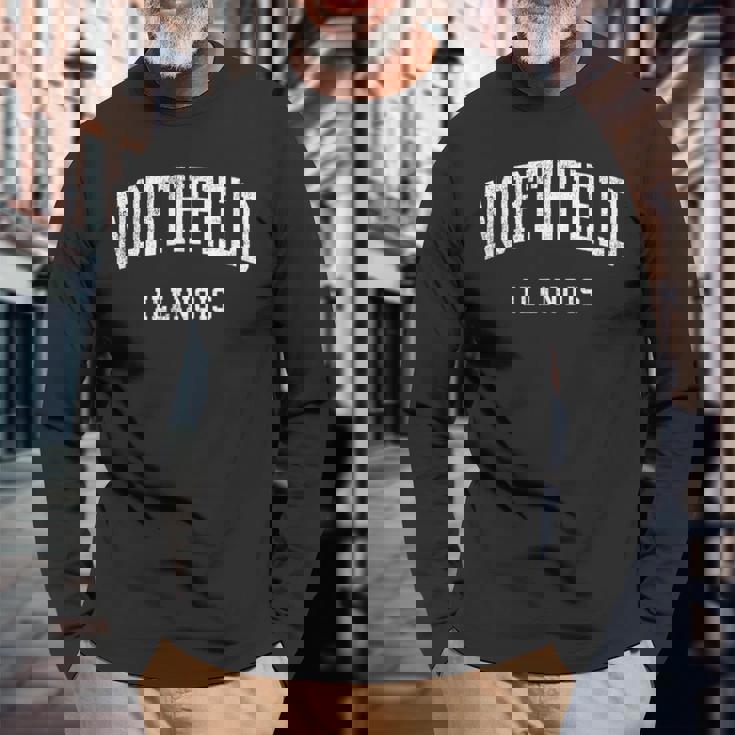 ノースフィールド イリノイ Il ビンテージ アスレチック スポーツデザイン 長袖Tシャツ 高齢者への贈り物