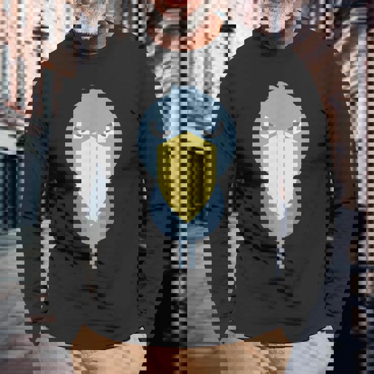 ハシビロコウ アニマル イラスト ミニマル 図案 シンプル ユニセックス ギフト 長袖Tシャツ 高齢者への贈り物