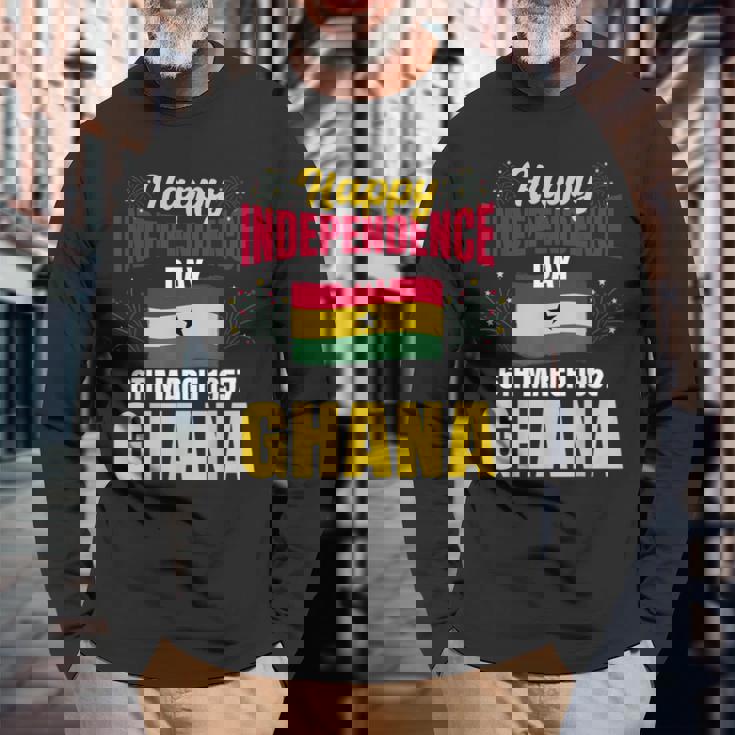 ハッピー独立記念日 ガーナ ガーナの歴史の誇り 長袖Tシャツ 高齢者への贈り物