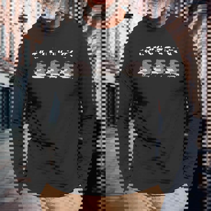 ハリネズミ てくてく ハリネズミ好き ハリネズミの飼い主 おもしろ 可愛い ハリネズミ 長袖Tシャツ 高齢者への贈り物