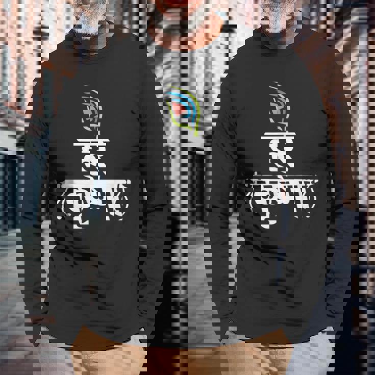 ハレ クリシュナ マントラ インディアン フルート 孔雀 羽 トゥルシ マーラ 長袖Tシャツ 高齢者への贈り物