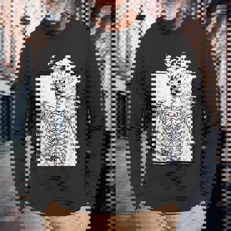 ハロウィーン コーヒー ドリンク スケルトン コーヒースカル 長袖Tシャツ 高齢者への贈り物