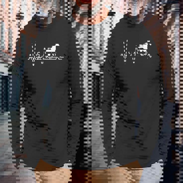 ハートビート、馬、馬好き、ライダー、贈り物、馬が大好き 長袖tシャツ 長袖Tシャツ 高齢者への贈り物