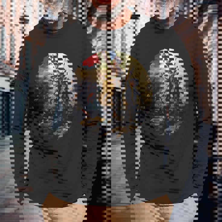 バスティーユを襲うフランス革命 パリ フランス 長袖Tシャツ 高齢者への贈り物