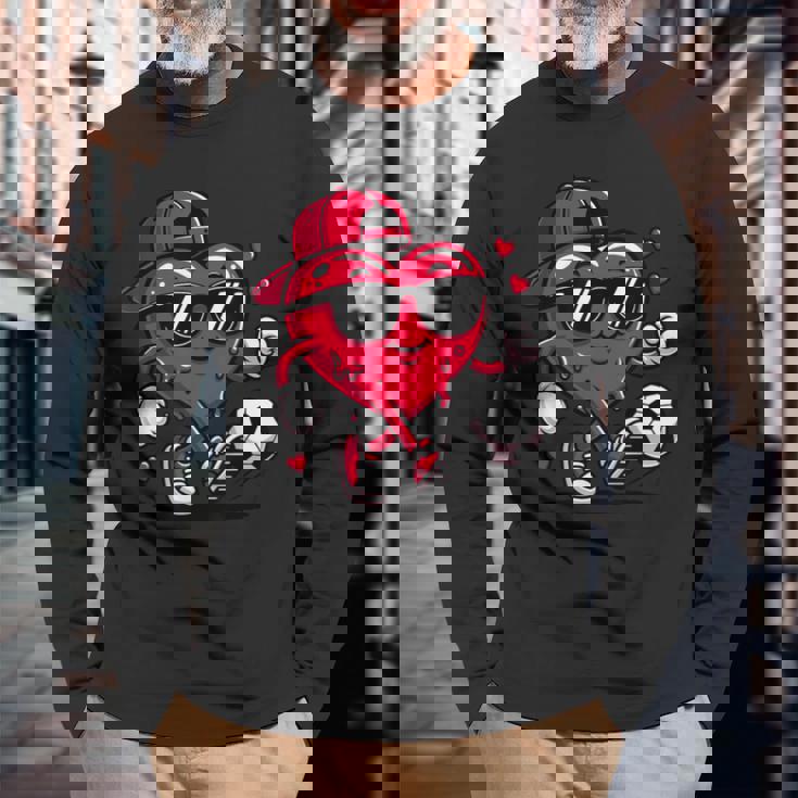 バレンタイン サッカー ハート ドリップ スポーツ 愛 バレンタインデー 男の子 長袖Tシャツ 高齢者への贈り物