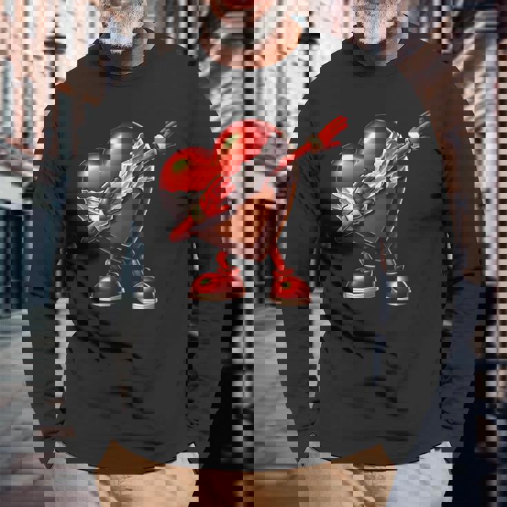 バレンタインデー チョコレート ハート ダビングデザイン 長袖Tシャツ 高齢者への贈り物