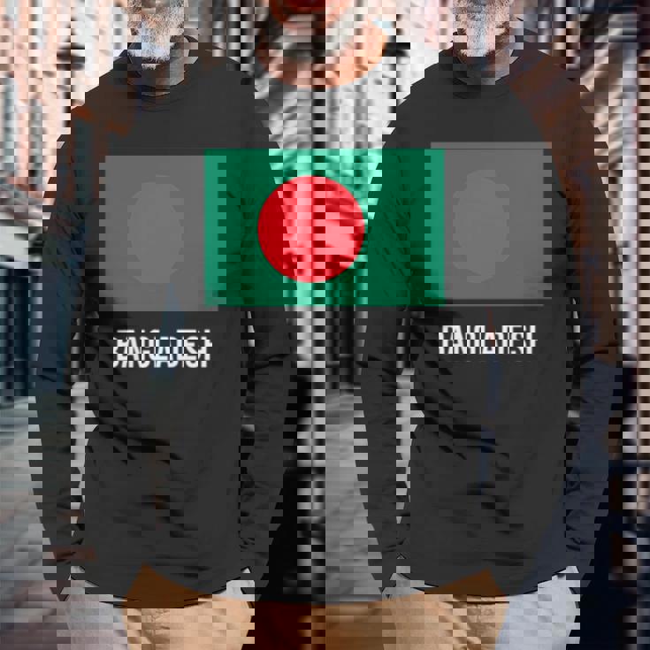 バングラデシュ バングラデシュ国旗 長袖tシャツ 長袖Tシャツ 高齢者への贈り物