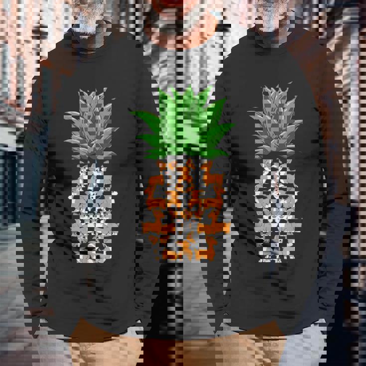 パイナップル コーギー パイナップル シェイプ コーギー愛好家 コーギースオーナーズ 長袖Tシャツ 高齢者への贈り物