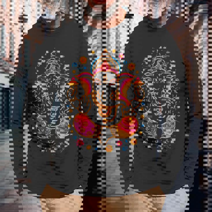 ヒンドゥー教 ガネーシャ プージャ 象 神 インド 瞑想 ヨガ ムルティ 長袖Tシャツ 高齢者への贈り物