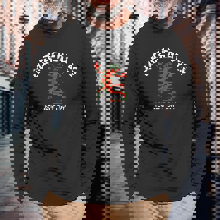 ピクセル アニマルズ アカハライモリ Japanese Fire Belly Newt 白フォント 長袖Tシャツ 高齢者への贈り物