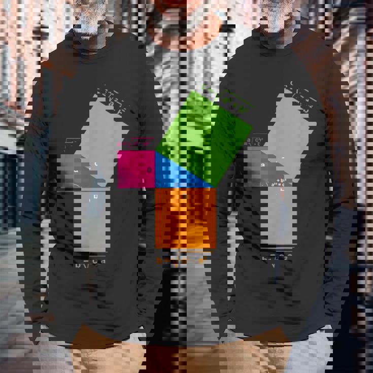 ピタゴラスの定理 教師と生徒のための数学の数式 長袖Tシャツ 高齢者への贈り物