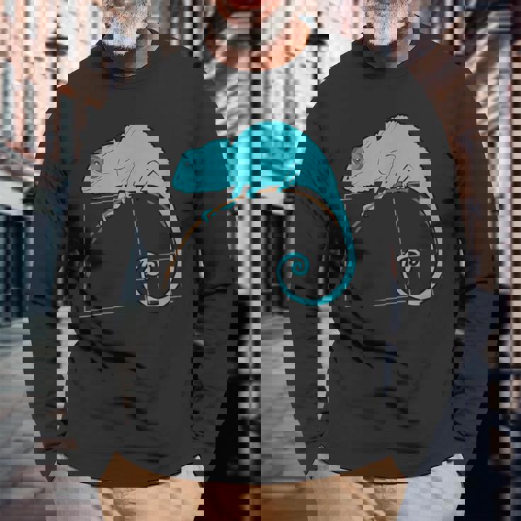 フィボナッチカメレオン黄金比 長袖Tシャツ 高齢者への贈り物