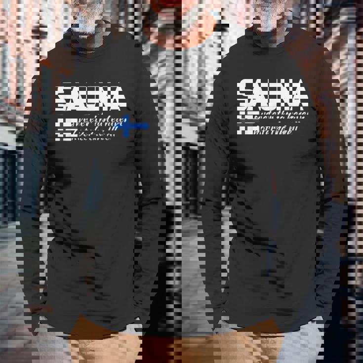 フィンランドのフィンランド サウナ ヘブン ホッター よりヘヴン ホッター 長袖Tシャツ 高齢者への贈り物