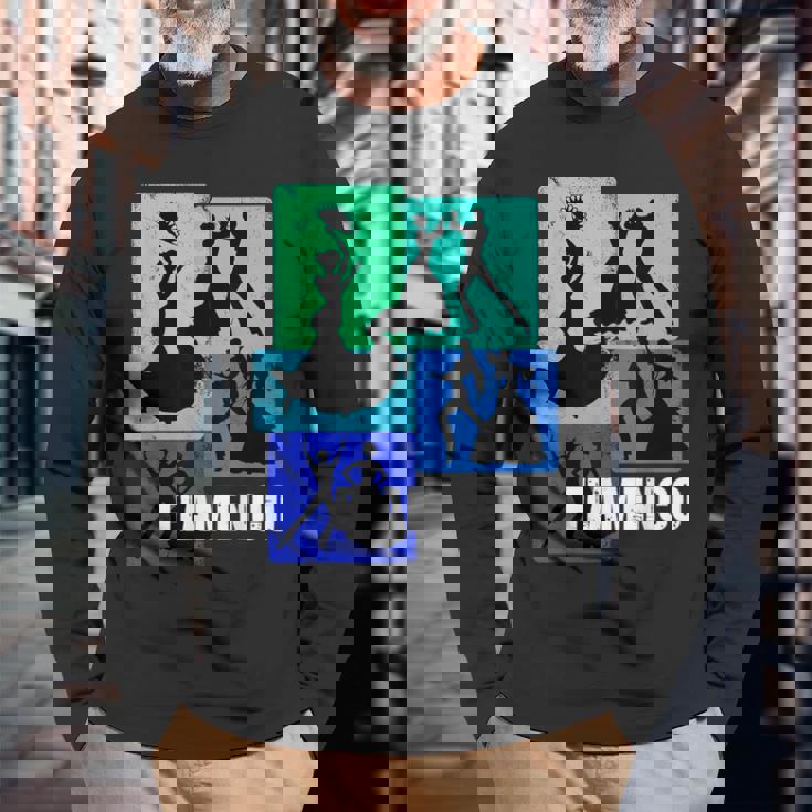 フラメンコダンサー用フラメンコtシャツ レトロメンズフラメンコ 長袖Tシャツ 高齢者への贈り物