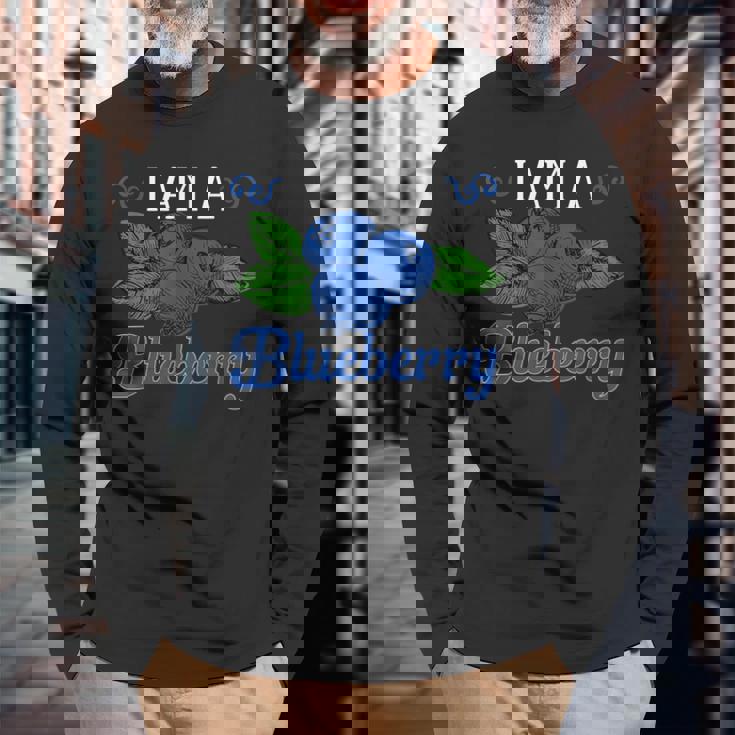 ブルーベリーフルーツ-アイ・アム・ア・ブルーベリー 長袖Tシャツ 高齢者への贈り物