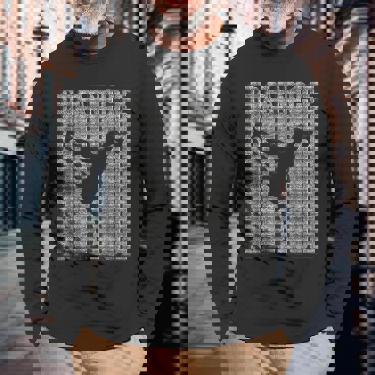 ブレイクダンス シャツ ヒップホップ ダンス イメージ シルエット ブレイクダンス 長袖Tシャツ 高齢者への贈り物