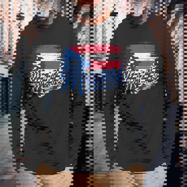 プエルトリコの母旗 プエルトリコ マミ プエルトリコ 長袖Tシャツ 高齢者への贈り物