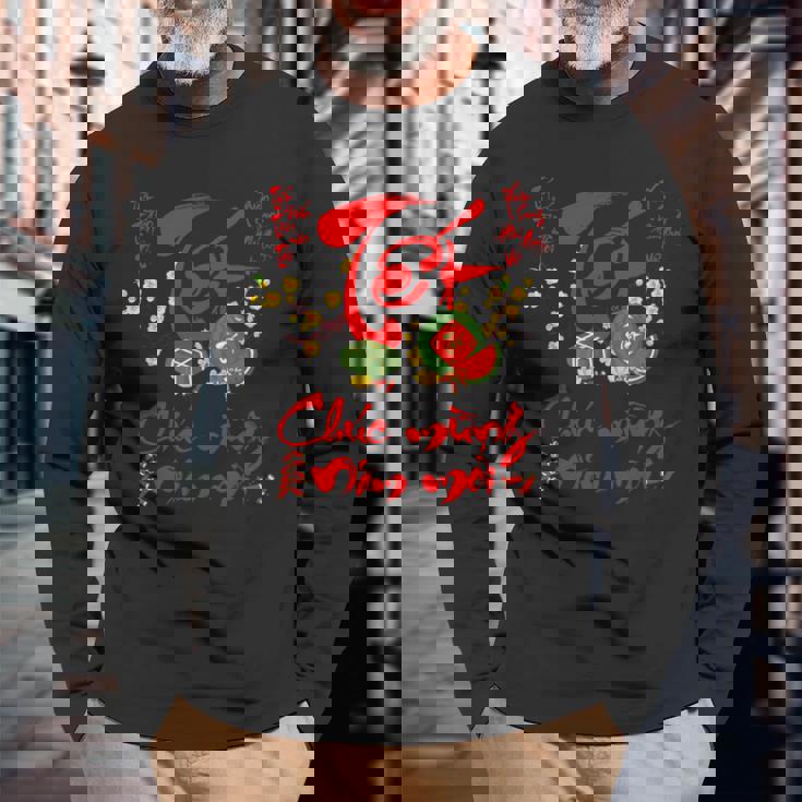 ベトナム新年テトデコレーション チュクムンナムモイ 長袖Tシャツ 高齢者への贈り物